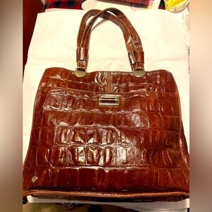 Tre-Vero Brown Alligator Embossed Leather Laptop Tote